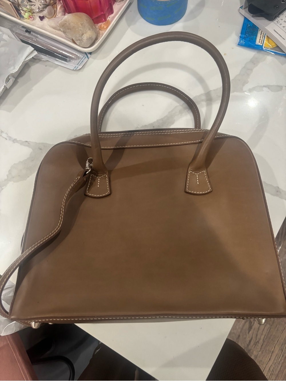 Brown Leather Tote Handbag - Classic Women's Bag